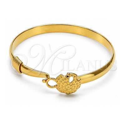 Oro Laminado Individual Bangle, Gold Filled Style Flower Design, Polished, Golden Finish, 07.192.0014.03 (12 MM Thickness, Size 3 (2.00 Diameter))