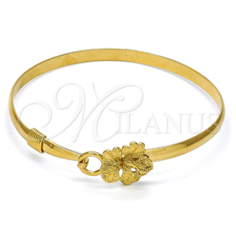 Oro Laminado Individual Bangle, Gold Filled Style Flower Design, Polished, Golden Finish, 07.192.0021.06 (17 MM Thickness, Size 6 (2.75 Diameter))