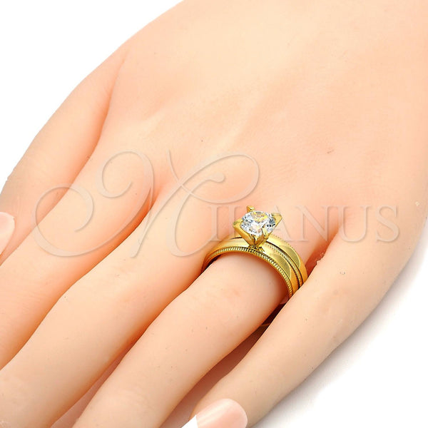 Stainless Steel Ring — Wedding Ring with White Cubic Zirconia Diamond Cutting — alternate product view — SKU 104859 | Acero Inoxidable anillo — Wedding Ring with blanco Cubic Zirconia Diamond Cutting — SKU 104859