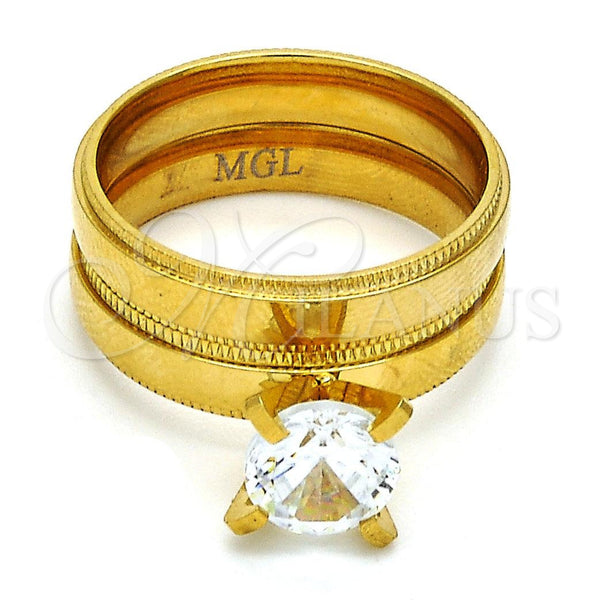 Stainless Steel Ring — Wedding Ring with White Cubic Zirconia Diamond Cutting — main product view — SKU 104859 | Acero Inoxidable anillo — Wedding Ring with blanco Cubic Zirconia Diamond Cutting — SKU 104859