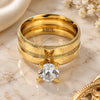 Stainless Steel Wedding Ring, with White Cubic Zirconia, Diamond Cutting Finish, Golden Finish, 01.223.0001.09 (Size 9)