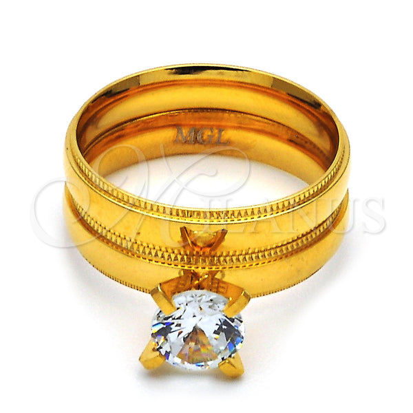 Stainless Steel Ring — Wedding Ring with White Cubic Zirconia Diamond Cutting — main product view — SKU 104861 | Acero Inoxidable anillo — Wedding Ring with blanco Cubic Zirconia Diamond Cutting — SKU 104861