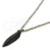 Stainless Steel Pendant Necklace, Leaf Design, with Black Crystal, Polished, Steel Finish, 04.232.0001.1.31 (04 MM Thickness, 31 Inches Length)