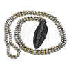 Stainless Steel Pendant Necklace, Leaf Design, with Black Crystal, Polished, Steel Finish, 04.232.0001.1.31 (04 MM Thickness, 31 Inches Length)