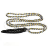 Stainless Steel Pendant Necklace, Leaf Design, with Black Crystal, Polished, Steel Finish, 04.232.0001.1.31 (04 MM Thickness, 31 Inches Length)