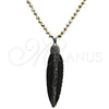 Stainless Steel Pendant Necklace, Leaf Design, with Black Crystal, Polished, Steel Finish, 04.232.0001.1.31 (04 MM Thickness, 31 Inches Length)
