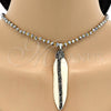 Stainless Steel Pendant Necklace, Leaf Design, with Dark Brown Crystal, Polished, Steel Finish, 04.232.0001.31 (04 MM Thickness, 31 Inches Length)