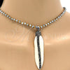 Stainless Steel Pendant Necklace, Leaf Design, with Dark Brown Crystal, Polished, Steel Finish, 04.232.0001.31 (04 MM Thickness, 31 Inches Length)