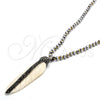 Stainless Steel Pendant Necklace, Leaf Design, with Dark Brown Crystal, Polished, Steel Finish, 04.232.0001.31 (04 MM Thickness, 31 Inches Length)