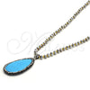 Stainless Steel Pendant Necklace, Teardrop Design, with Dark Brown Crystal and Blue Topaz Opal, Polished, Steel Finish, 04.232.0007.31 (04 MM Thickness, 31 Inches Length)