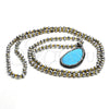 Stainless Steel Pendant Necklace, Teardrop Design, with Dark Brown Crystal and Blue Topaz Opal, Polished, Steel Finish, 04.232.0007.31 (04 MM Thickness, 31 Inches Length)