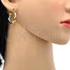 Oro Laminado Small Hoop, Gold Filled Style Twist Design, Polished, Two Tone, 02.170.0095.25