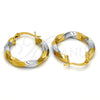 Oro Laminado Small Hoop, Gold Filled Style Twist Design, Polished, Two Tone, 02.170.0095.25