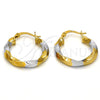 Oro Laminado Small Hoop, Gold Filled Style Twist Design, Polished, Two Tone, 02.170.0095.25