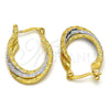 Oro Laminado Small Hoop, Gold Filled Style Diamond Cutting Finish, Two Tone, 02.170.0089.15