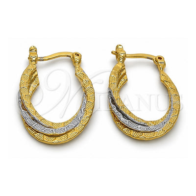 Oro Laminado Small Hoop, Gold Filled Style Diamond Cutting Finish, Two Tone, 02.170.0089.15