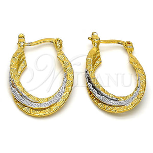 Gold Filled Hoop Earrings — Small Hoop Diamond Cutting Two Tone 02. — main product view — SKU 105000 | Oro Laminado aretes de aro — Small Hoop Diamond Cutting Two Tone 02. — SKU 105000