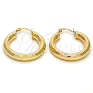 Gold Filled Hoop Earrings — Medium Hoop Hollow Design Polished 02. — main product view — SKU 105010 | Oro Laminado aretes de aro — Medium Hoop Hollow diseño pulido 02. — SKU 105010