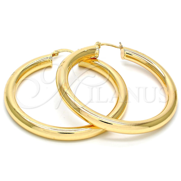 Gold Filled Hoop Earrings — Large Hoop Hollow Design Polished 02. — main product view — SKU 105012 | Oro Laminado aretes de aro — Large Hoop Hollow diseño pulido 02. — SKU 105012