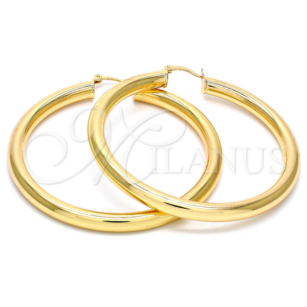 Gold Filled Hoop Earrings — Large Hoop Hollow Design Polished 02. — main product view — SKU 105013 | Oro Laminado aretes de aro — Large Hoop Hollow diseño pulido 02. — SKU 105013