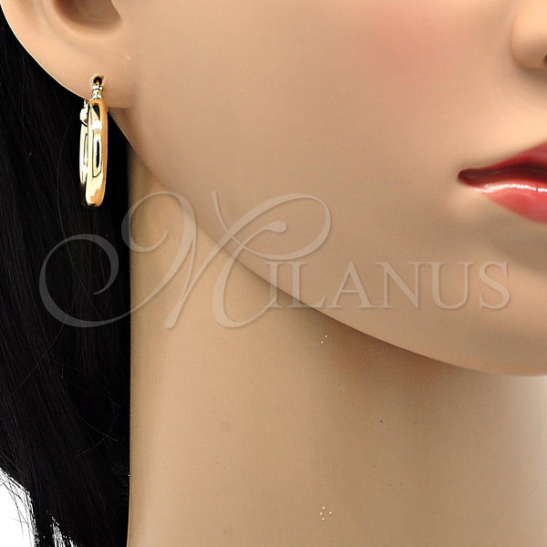 Gold Filled Hoop Earrings — Small Hoop Hollow Design Polished 5. — alternate product view — SKU 105014 | Oro Laminado aretes de aro — Small Hoop Hollow diseño pulido 5. — SKU 105014
