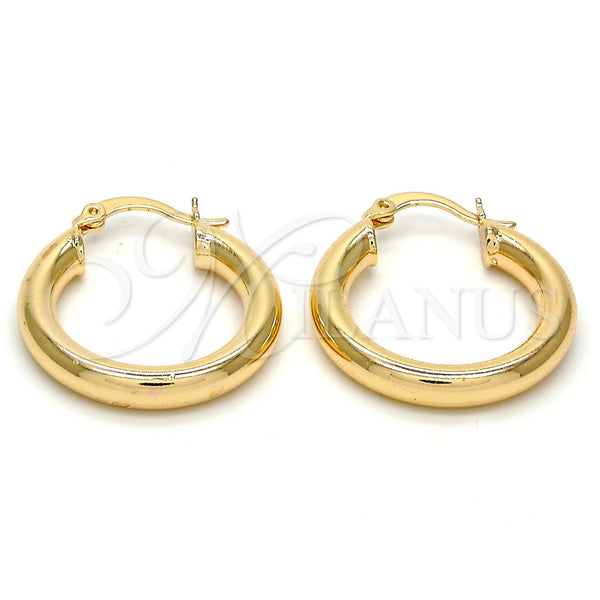 Gold Filled Hoop Earrings — Small Hoop Hollow Design Polished 5. — main product view — SKU 105014 | Oro Laminado aretes de aro — Small Hoop Hollow diseño pulido 5. — SKU 105014