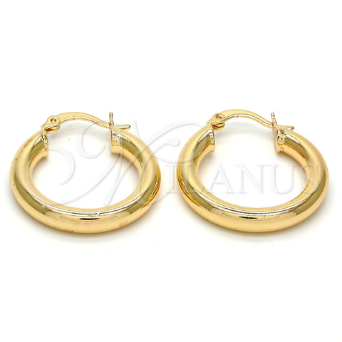 Oro Laminado Small Hoop, Gold Filled Style Hollow Design, Polished, Golden Finish, 5.136.006.25