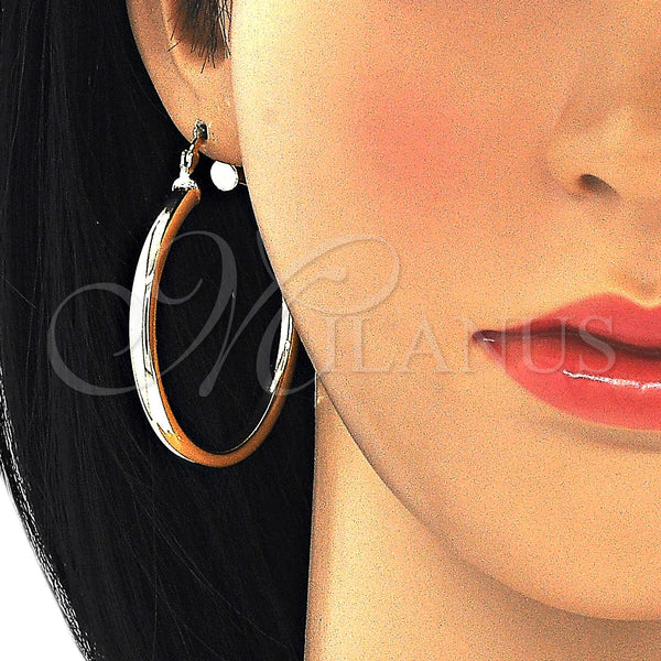 Gold Filled Hoop Earrings — Large Hoop Hollow Design Polished 5. — alternate product view — SKU 105016 | Oro Laminado aretes de aro — Large Hoop Hollow diseño pulido 5. — SKU 105016