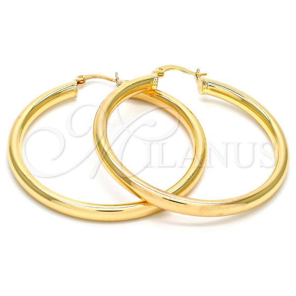 Gold Filled Hoop Earrings — Large Hoop Hollow Design Polished 5. — main product view — SKU 105016 | Oro Laminado aretes de aro — Large Hoop Hollow diseño pulido 5. — SKU 105016