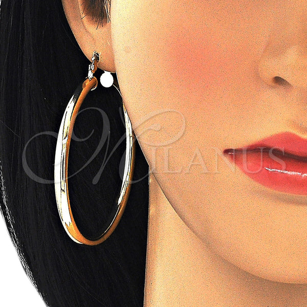 Gold Filled Hoop Earrings — Large Hoop Hollow Design Polished 5. — alternate product view — SKU 105017 | Oro Laminado aretes de aro — Large Hoop Hollow diseño pulido 5. — SKU 105017
