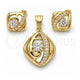 Juego de Arete y Dije de Adulto 10.59.0248 Oro Laminado, con Zirconia Cubica Blanca, Pulido, Tono Dorado