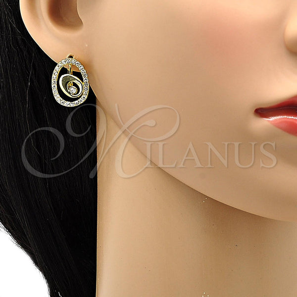 Gold Filled Ring — Leverback Earring with White Crystal Polished 02.59. — alternate product view — SKU 105023 | Oro Laminado anillo — Leverback Earring with cristal blanco pulido 02.59. — SKU 105023