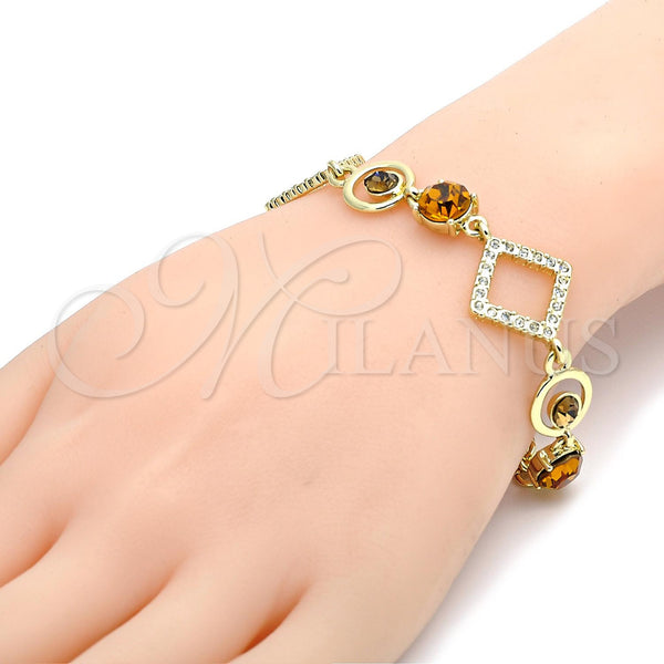 Gold Filled Bracelet — Fancy Bracelet Rolo Design with Orange Cubic Zirconia — alternate product view — SKU 105029 | Oro Laminado brazalete — elegante Bracelet Rolo diseño with Orange Cubic Zirconia — SKU 105029