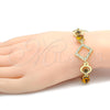 Oro Laminado Fancy Bracelet, Gold Filled Style Rolo Design, with Orange Cubic Zirconia and White Crystal, Polished, Golden Finish, 03.59.0068.08 (19 MM Thickness, 8 Inches Length)