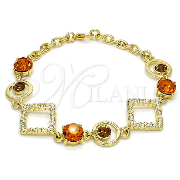 Gold Filled Bracelet — Fancy Bracelet Rolo Design with Orange Cubic Zirconia — main product view — SKU 105029 | Oro Laminado brazalete — elegante Bracelet Rolo diseño with Orange Cubic Zirconia — SKU 105029