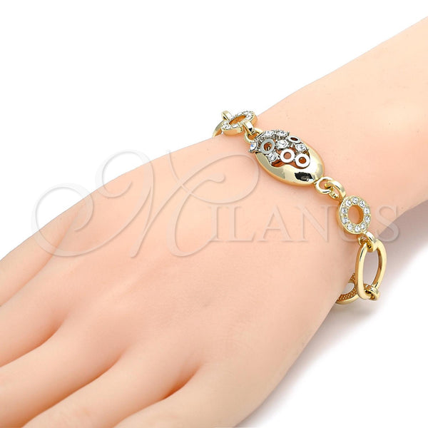 Gold Filled Bracelet — Fancy Bracelet with White Crystal Polished Two Tone — alternate product view — SKU 105030 | Oro Laminado brazalete — elegante Bracelet with cristal blanco pulido Two Tone — SKU 105030