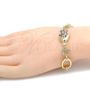 Oro Laminado Fancy Bracelet, Gold Filled Style with White Crystal, Polished, Two Tone, 03.59.0065.1.08 (14 MM Thickness, 8 Inches Length)