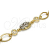 Oro Laminado Fancy Bracelet, Gold Filled Style with White Crystal, Polished, Two Tone, 03.59.0065.1.08 (14 MM Thickness, 8 Inches Length)