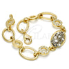 Oro Laminado Fancy Bracelet, Gold Filled Style with White Crystal, Polished, Two Tone, 03.59.0065.1.08 (14 MM Thickness, 8 Inches Length)