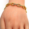 Oro Laminado Fancy Bracelet, Gold Filled Style with White Crystal, Polished, Golden Finish, 03.59.0063.08 (10 MM Thickness, 8 Inches Length)