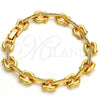 Oro Laminado Fancy Bracelet, Gold Filled Style with White Crystal, Polished, Golden Finish, 03.59.0063.08 (10 MM Thickness, 8 Inches Length)