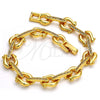 Oro Laminado Fancy Bracelet, Gold Filled Style with White Crystal, Polished, Golden Finish, 03.59.0063.08 (10 MM Thickness, 8 Inches Length)