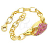 Oro Laminado Fancy Bracelet, Gold Filled Style with Rhodolite Crystal, Polished, Golden Finish, 03.59.0062.09 (16 MM Thickness, 9 Inches Length)