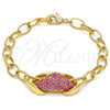 Oro Laminado Fancy Bracelet, Gold Filled Style with Rhodolite Crystal, Polished, Golden Finish, 03.59.0062.09 (16 MM Thickness, 9 Inches Length)