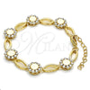 Oro Laminado Fancy Bracelet, Gold Filled Style Flower Design, with White Crystal, Polished, Golden Finish for wholesale, additional product view 4