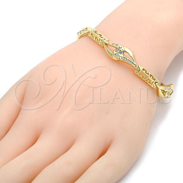 Gold Filled Bracelet — Fancy Bracelet Greek Key and Teardrop Design with — alternate product view — SKU 105055 | Oro Laminado brazalete — elegante Bracelet Greek Key and Teardrop diseño with — SKU 105055