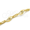 Oro Laminado Fancy Bracelet, Gold Filled Style Greek Key and Teardrop Design, with White Crystal, Polished, Golden Finish, 03.59.0058.08 (11 MM Thickness, 8 Inches Length)