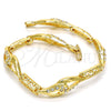 Oro Laminado Fancy Bracelet, Gold Filled Style Greek Key and Teardrop Design, with White Crystal, Polished, Golden Finish, 03.59.0058.08 (11 MM Thickness, 8 Inches Length)