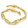 Oro Laminado Fancy Bracelet, Gold Filled Style Greek Key and Teardrop Design, with White Crystal, Polished, Golden Finish, 03.59.0058.08 (11 MM Thickness, 8 Inches Length)