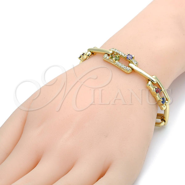 Gold Filled Bracelet — Fancy Bracelet with Multicolor Cubic Zirconia and White — alternate product view — SKU 105058 | Oro Laminado brazalete — elegante Bracelet with Multicolor Cubic Zirconia and blanco — SKU 105058